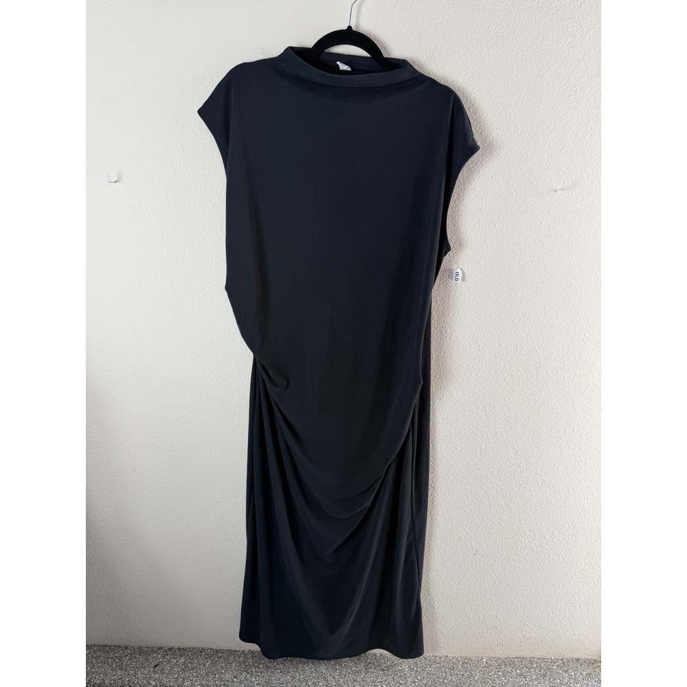 NEW Old Navy Women Plus XXL Black Mock Neck Knit Draped Sleeveless Midi Dress